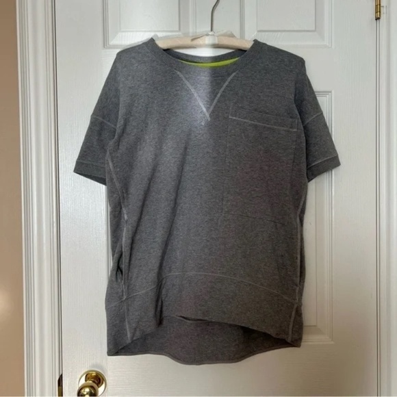 Lululemon Heathered Grey Short Sleeve Mudra Sweatshirt Oversized Sweater - Sz 6* - Picture 5 of 15